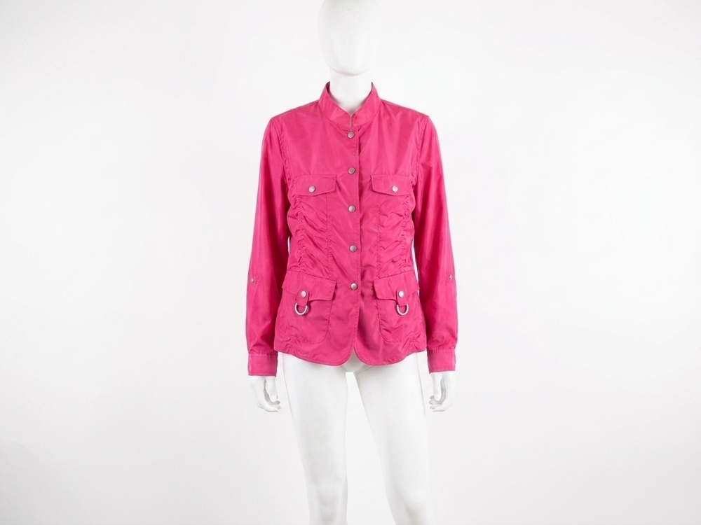 NEW MULTIPLES women's ruched nylon jacket in fuschia